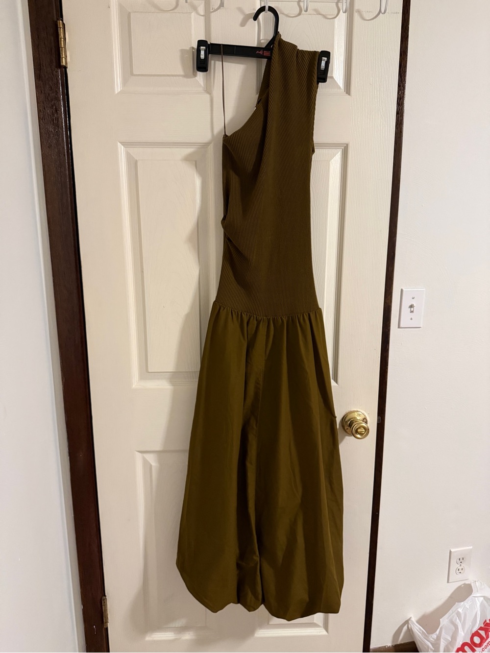 Zara One-Shoulder Brown Midi Skirt - Picture 3 of 7